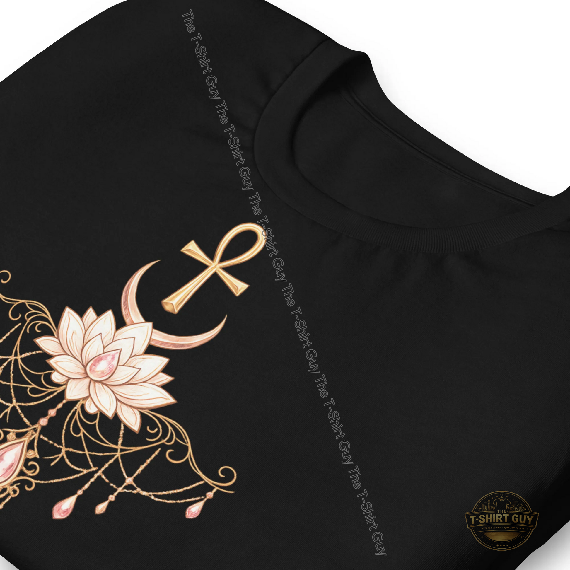 Watermarked - Elegant Ankh. Moon & Lotus Unisex t-shirt