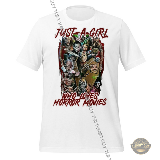 Watermarked - Just a Girl Who Loves Horror Movies Unisex t-shirt