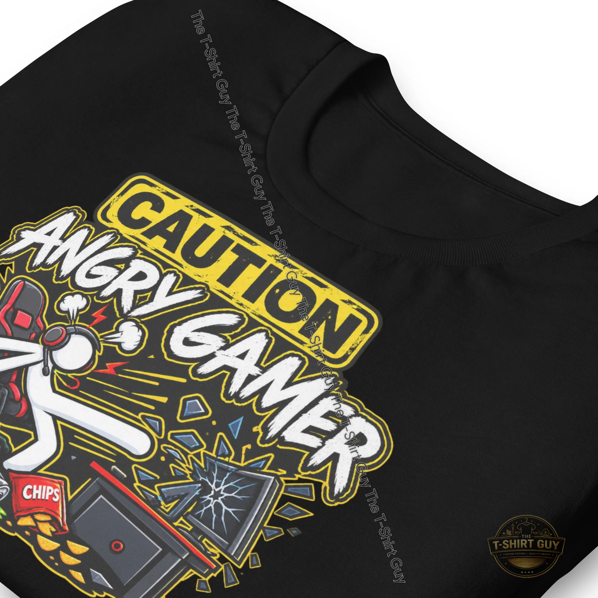 Watermarked - Caution: Angry Gamer HD Unisex t-shirt
