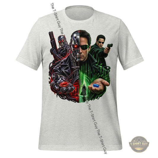 Watermarked - Red or Blue: Terminator vs Matrix Unisex t-shirt