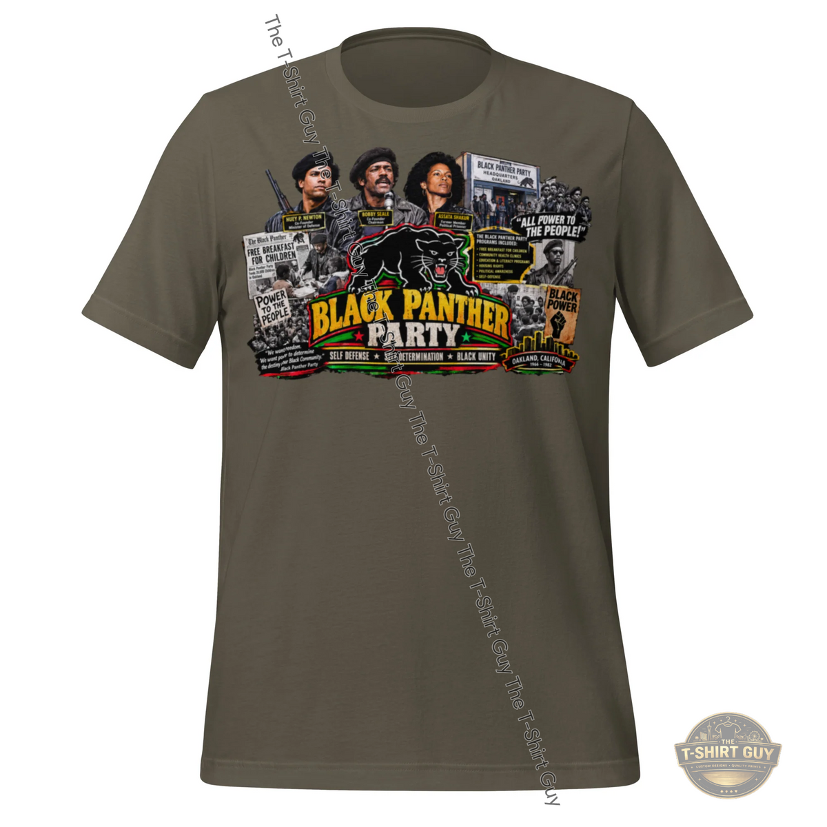 Watermarked - Black Panther Party Self Defense Determination and Unity Unisex t-shirt