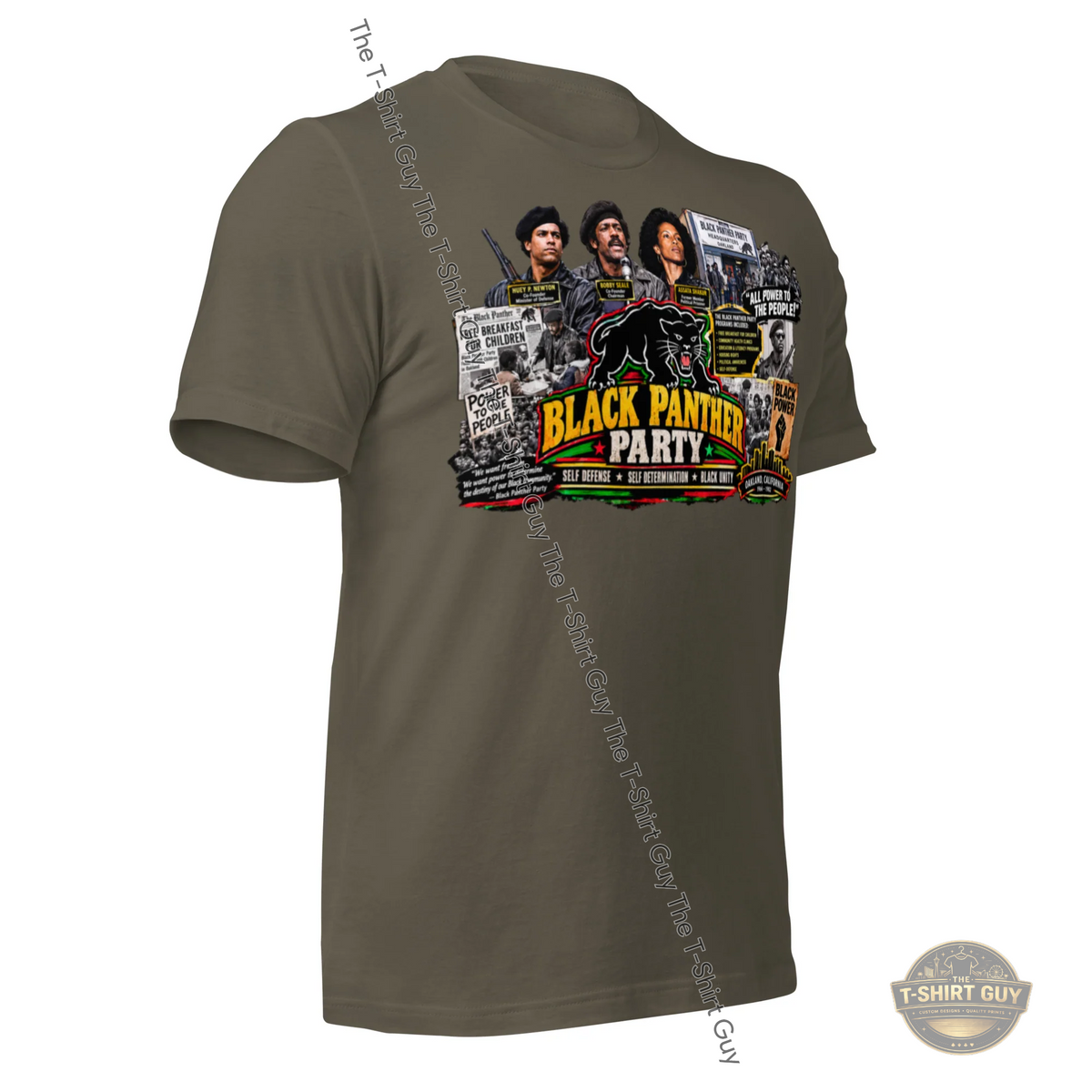 Watermarked - Black Panther Party Self Defense Determination and Unity Unisex t-shirt