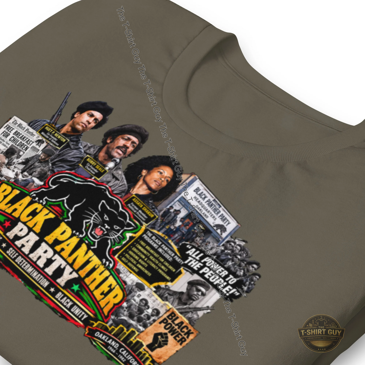 Watermarked - Black Panther Party Self Defense Determination and Unity Unisex t-shirt