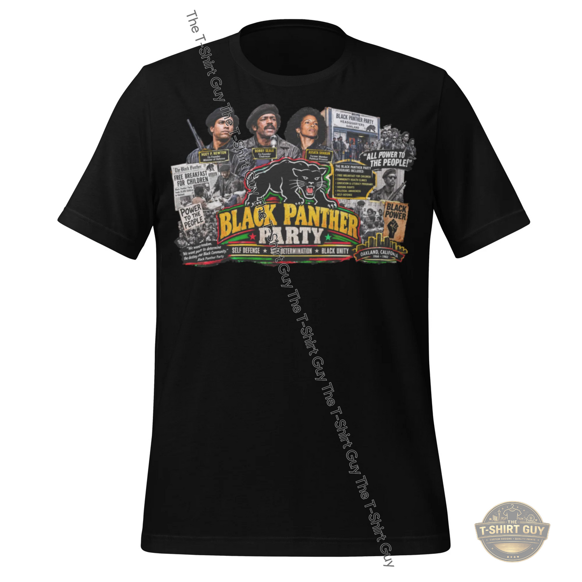 Watermarked - Black Panther Party Self Defense Determination and Unity Unisex t-shirt
