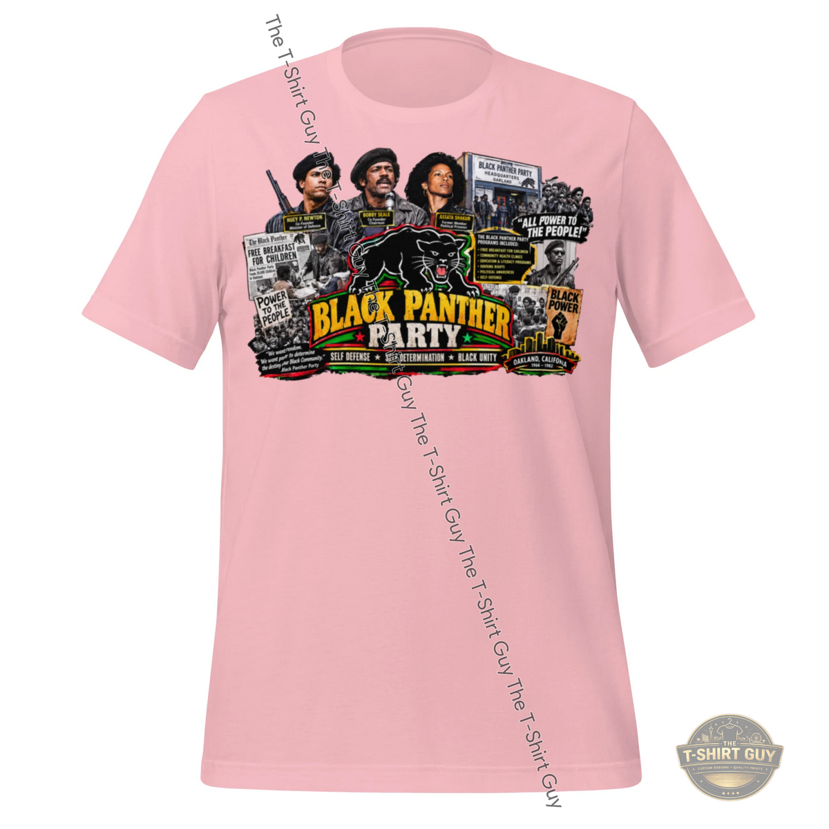 Watermarked - Black Panther Party Self Defense Determination and Unity Unisex t-shirt