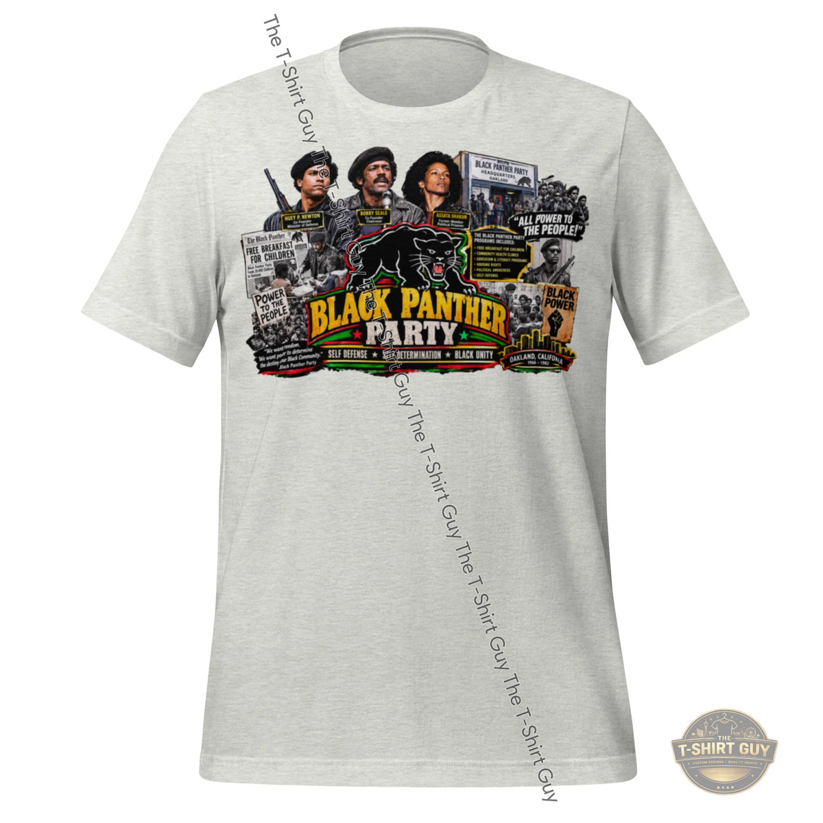 Watermarked - Black Panther Party Self Defense Determination and Unity Unisex t-shirt