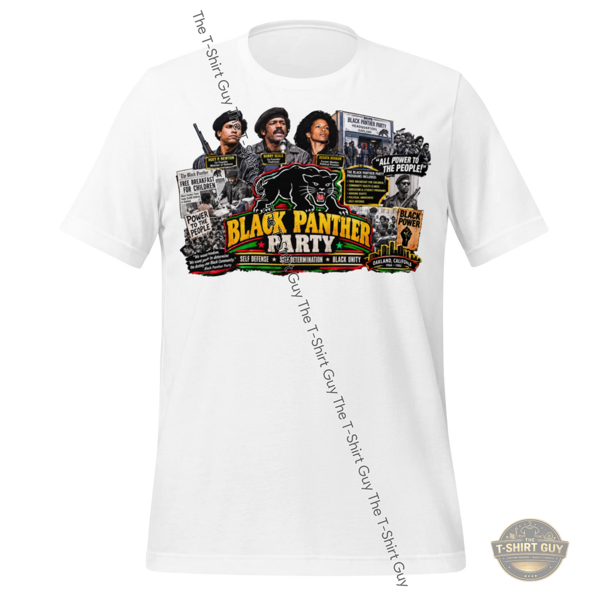 Watermarked - Black Panther Party Self Defense Determination and Unity Unisex t-shirt