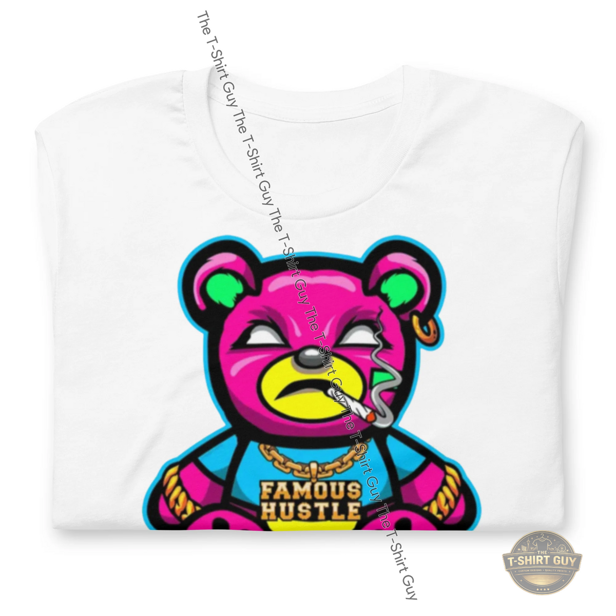 Watermarked - Pink Famous Hustle Bear Unisex t-shirt