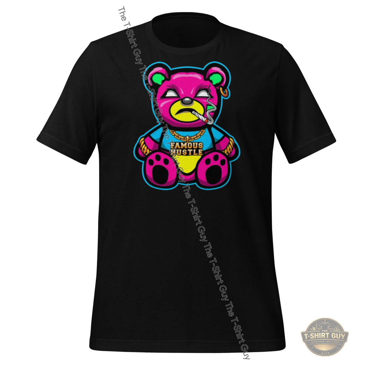 Watermarked - Pink Famous Hustle Bear Unisex t-shirt