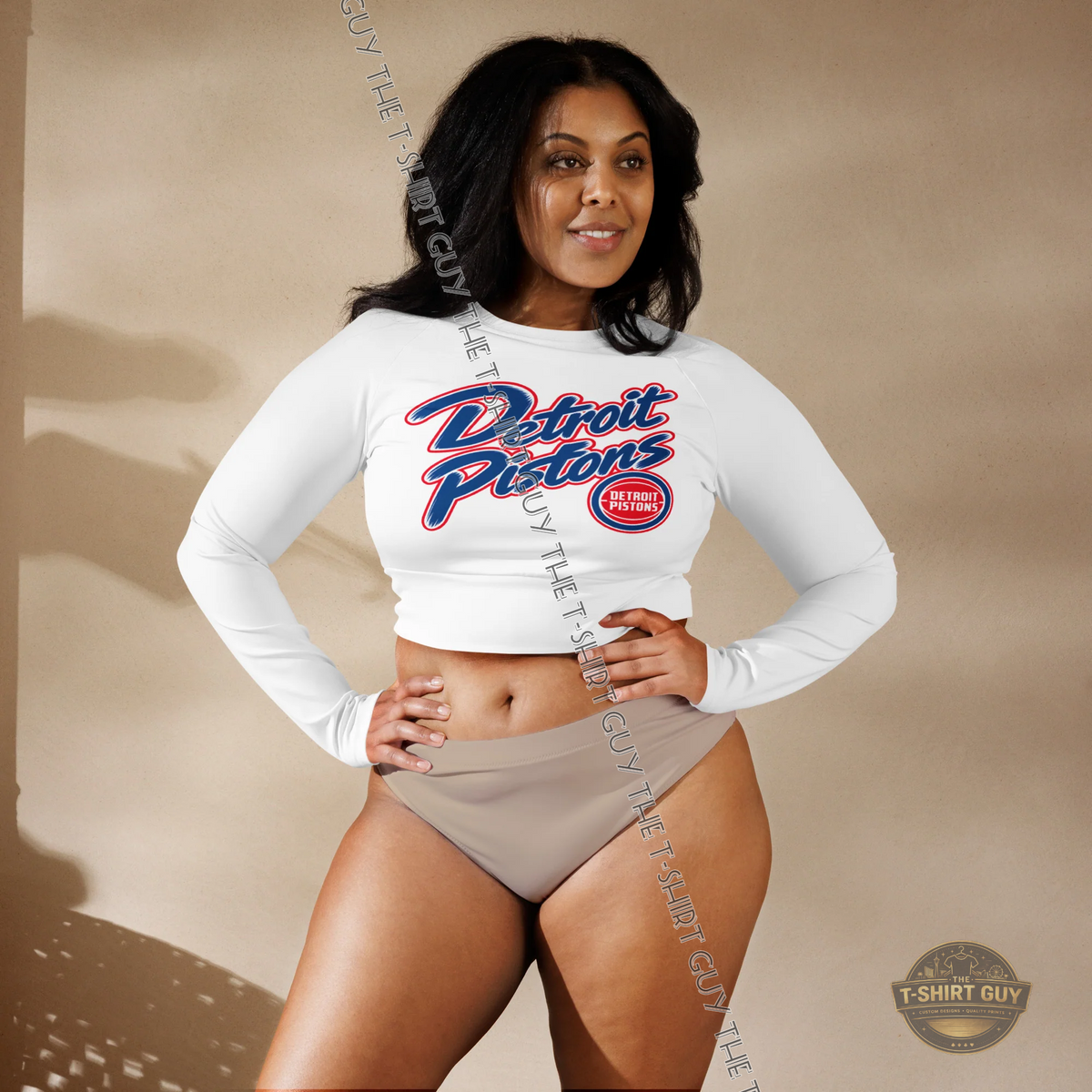 Watermarked - Detroit Pistons Ausar Thompson Long-sleeve crop top