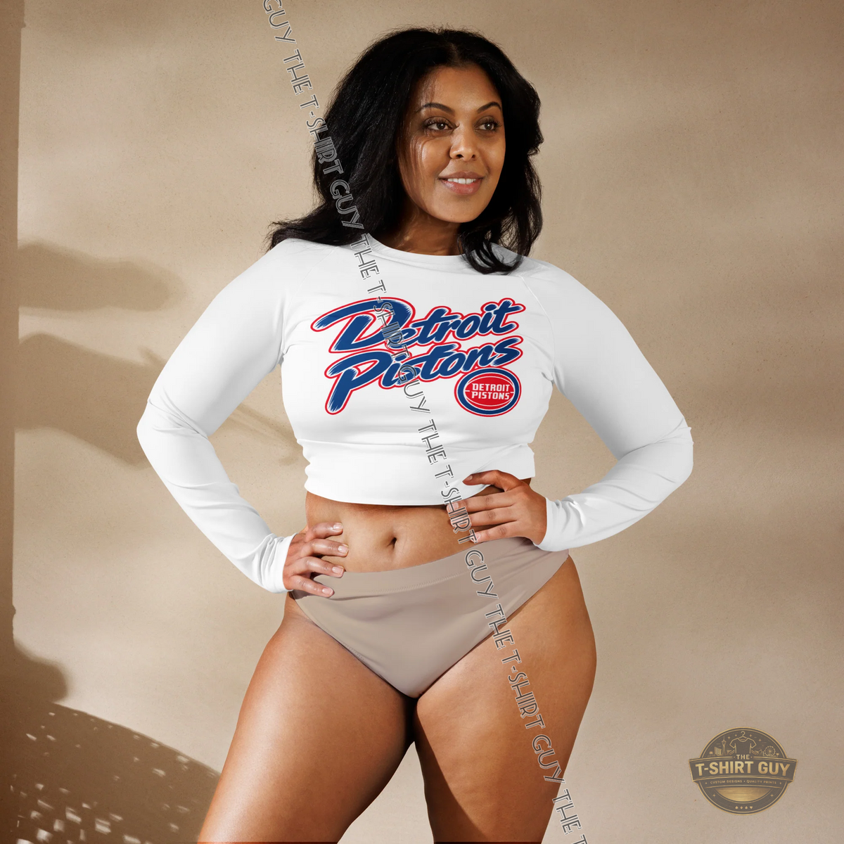 Watermarked - Detroit Pistons Cade Cunningham Long-sleeve crop top